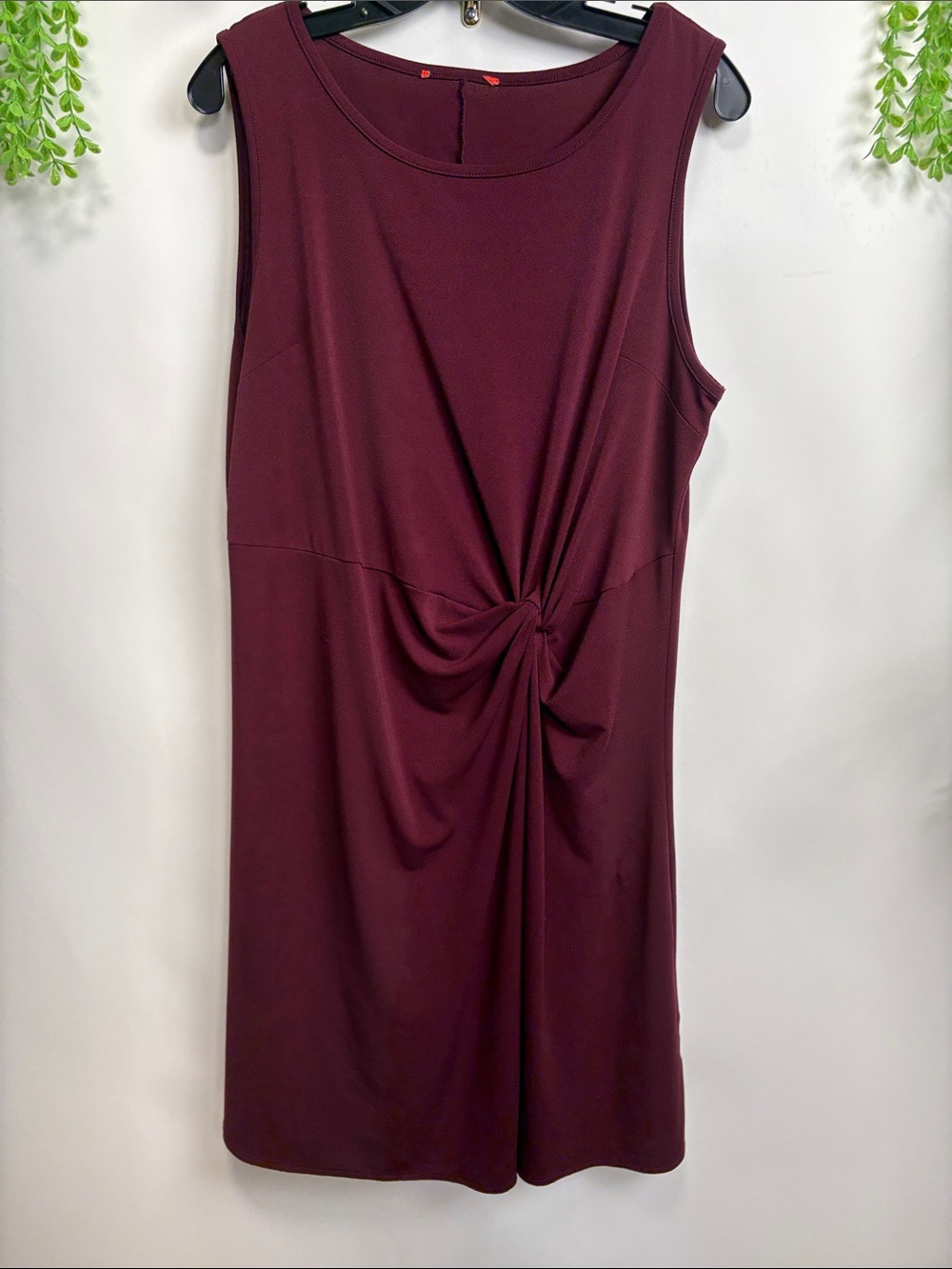 Source Unknown Sleeveless Twist-Knot Wine Midi Dress